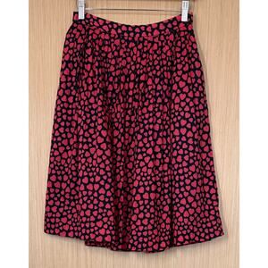 J Crew Hearts Print Pleated Skirt Womens Size 2 Pockets Lined Side Zipper